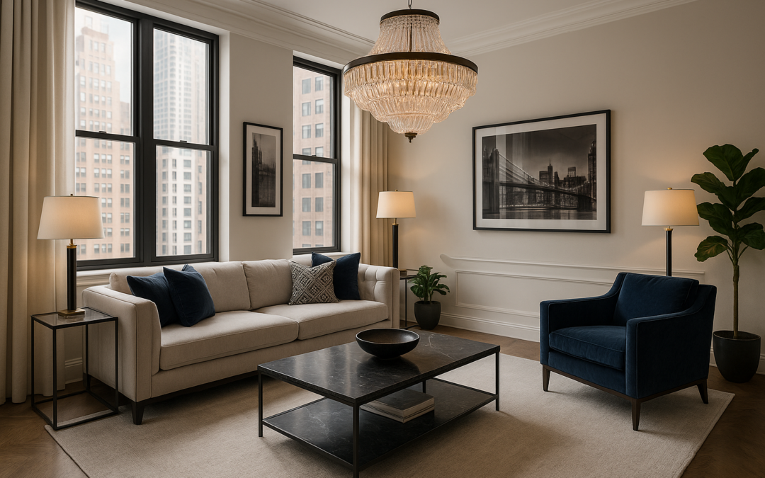 Styl nowojorski w salonie –  przepis na wnętrze z wielkomiejskim szykiem